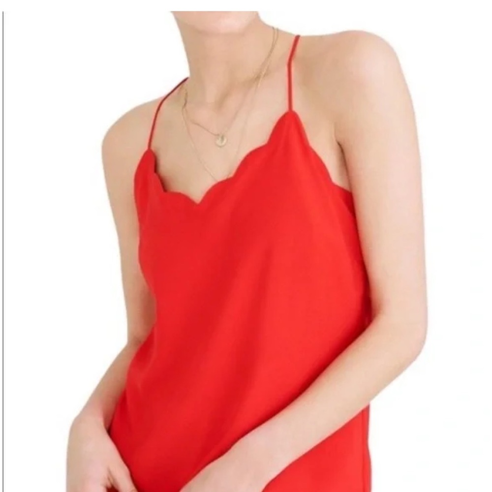 J.Crew red scalloped top